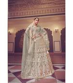 Nakkashi Greyish Colour net lehenga having mirror work on