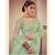 Nakkashi Liril Green Colour net lehenga having zari work on