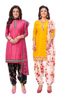 Women's Pack of   Synthetic Printed   top & bottom with dupatta