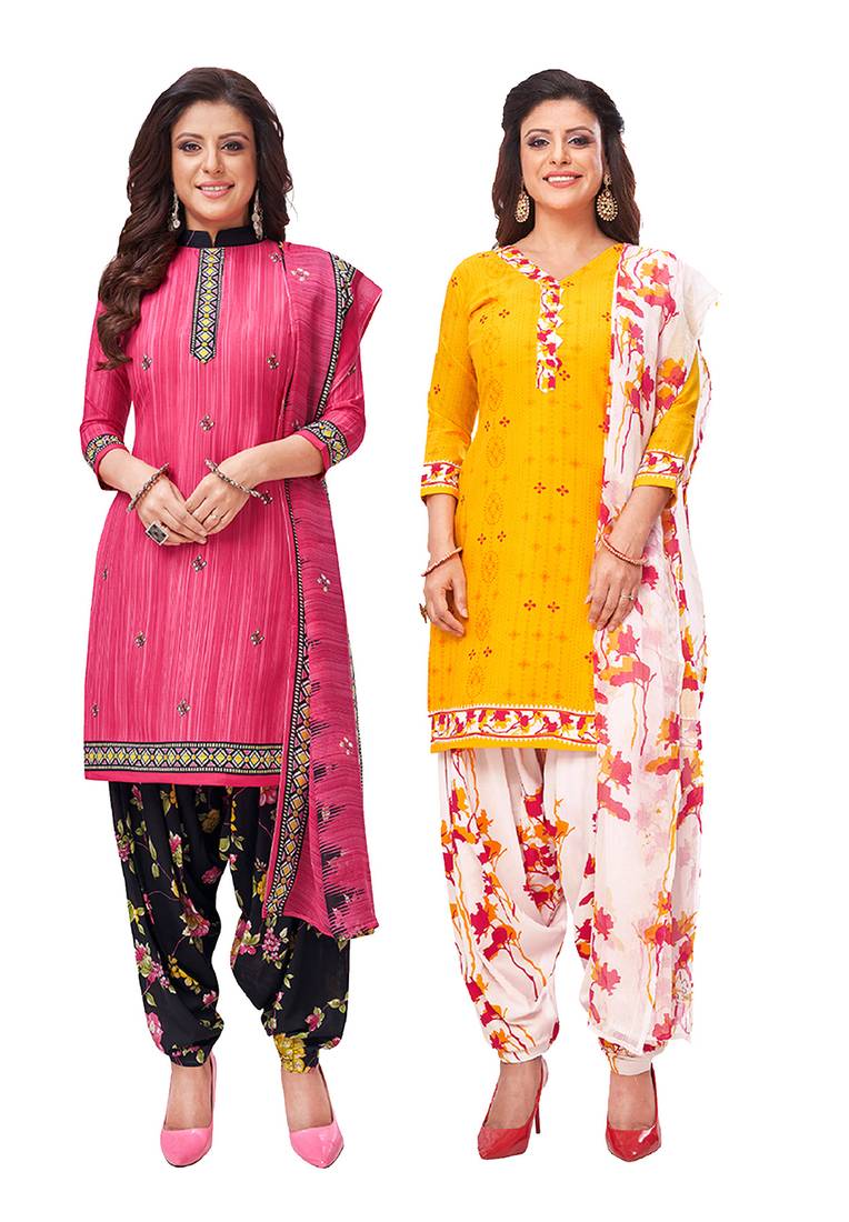 Women's Pack of   Synthetic Printed   top & bottom with dupatta
