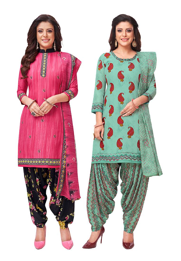 Women's Pack of   Synthetic Printed   top & bottom with dupatta