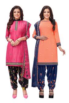 Women's Pack of   Synthetic Printed   top & bottom with dupatta