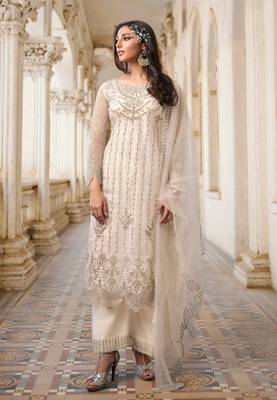White embroidered net salwar 1
