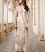 White embroidered net salwar