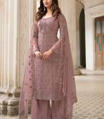 Mauve embroidered net salwar