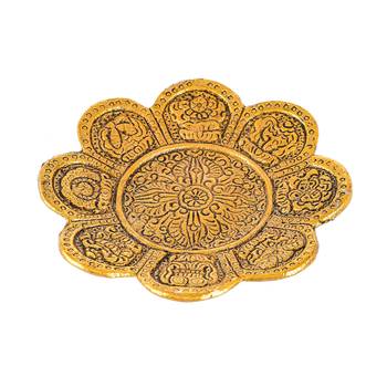 Metal Turtle Tortoise Kachua on Metal Plate Vastu Statue Figurine Idol (Diameter 4.5 Inch 2