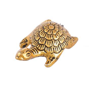 Metal Turtle Tortoise Kachua on Metal Plate Vastu Statue Figurine Idol (Diameter 4.5 Inch 3
