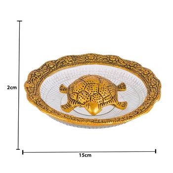 Metal Feng Shui Tortoise On Plate Showpiece for Good Luck Turtle Vastu Gift for Career and Luck Home Decoration(Gold) 4