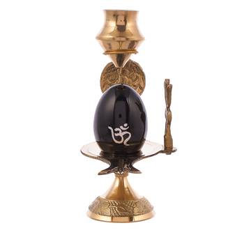 Shiva Lingam Abhishek Patra with Trishul and Nag Metal Showpiece  Black 1