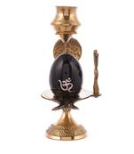 Shiva Lingam Abhishek Patra with Trishul and Nag Metal Showpiece  Black