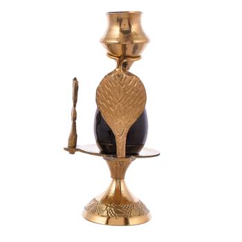 Shiva Lingam Abhishek Patra with Trishul and Nag Metal Showpiece  Black 3