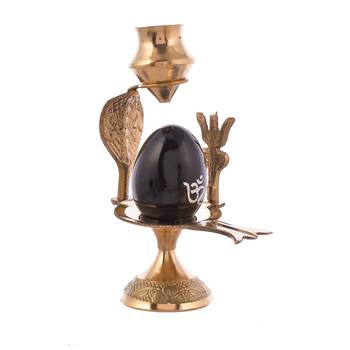Shiva Lingam Abhishek Patra with Trishul and Nag Metal Showpiece  Black 4