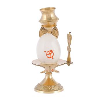 Shiva Lingam Abhishek Patra with Trishul and Nag Metal Showpiece  White 1