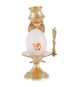 Shiva Lingam Abhishek Patra with Trishul and Nag Metal Showpiece  White