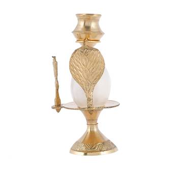 Shiva Lingam Abhishek Patra with Trishul and Nag Metal Showpiece  White 4