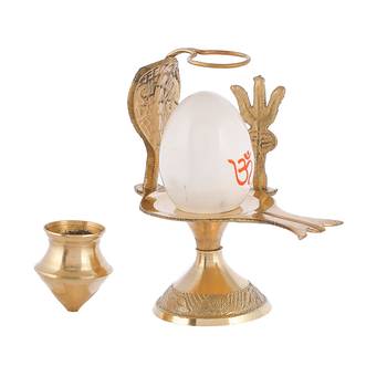 Shiva Lingam Abhishek Patra with Trishul and Nag Metal Showpiece  White 5
