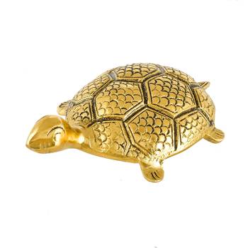 Metal KachuaTurtle on Gold Metal Plate with Golden Border Vastu Yantra Feng Shui  Showpiece for Home and Office 3