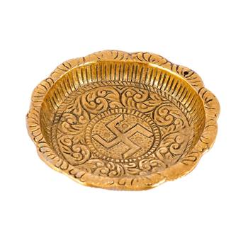 Metal Turtle Vaastu Fengshui Tortoise on Plate  for Good Luck  & Success in Home Decor (10 cm x 10 cm x 2 cm) 2