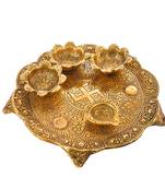 Pooja Thali with Diya for Home and Office Temple and Pooja Room(21X21 cm