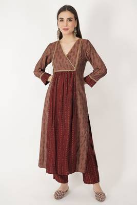 Gathered Chanderi Kurti Set With Lace Work 3