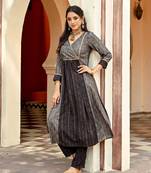 Gathered Chanderi Kurti Set With Lace Work