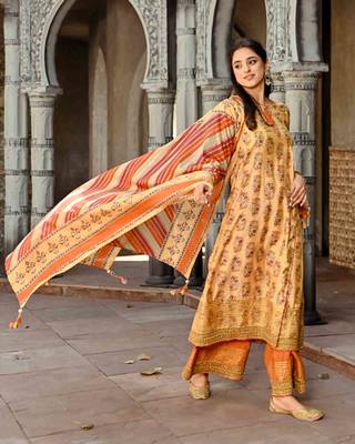 Chanderi Silk Angarkha Kurti Set With Dupatta 2