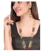 Multicolor 10 Line Royal Pearl Chain Linked Necklace Jewellery Set for Women