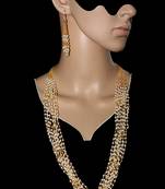 White 10 Line Royal Pearl Chain Linked Necklace Jewellery Set for Women