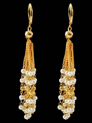 White 10 Line Royal Pearl Chain Linked Necklace Jewellery Set for Women 3