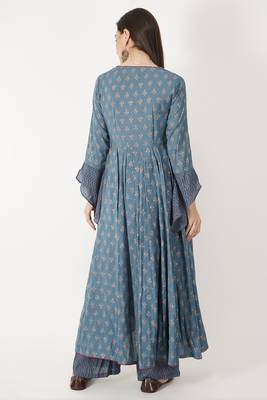 High Low Chanderi Kurti Set With Piping Detail 4