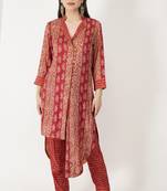 High Low Foil Printed Chanderi Kurti Set