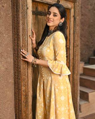 High Low Chanderi Lace Work Chanderi Kurti Set 2