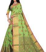 Green woven chanderi saree with blouse