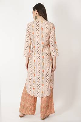 High Low Foil Printed Chanderi Kurti Set 4