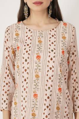 High Low Foil Printed Chanderi Kurti Set 5
