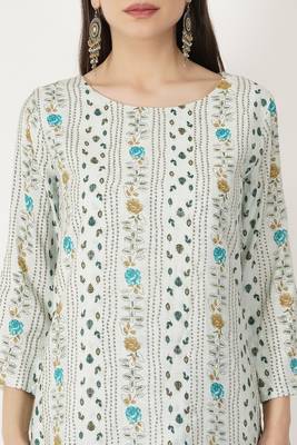 High Low Foil Printed Chanderi Kurti Set 5