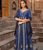 Hand Embroidered Anarkali Silk Suit Set