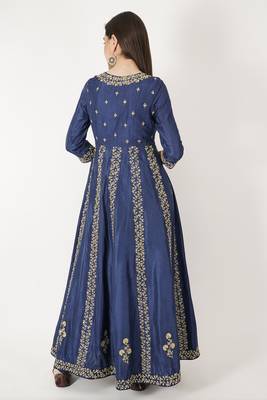Hand Embroidered Anarkali Silk Suit Set 4