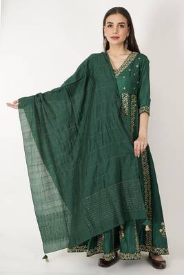 Hand Embroidered Anarkali Silk Suit Set 3