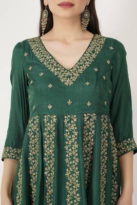 Hand Embroidered Anarkali Silk Suit Set 5