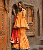 Silk Jacquard Sharara Set With Dupatta