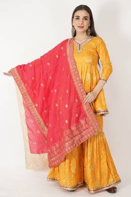 Silk Jacquard Sharara Set With Dupatta 3