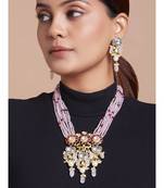 Red Shell Pearl Necklace Set With Hydro Polkis