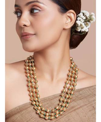 Antique Beads Necklace With Shell Pearls 1