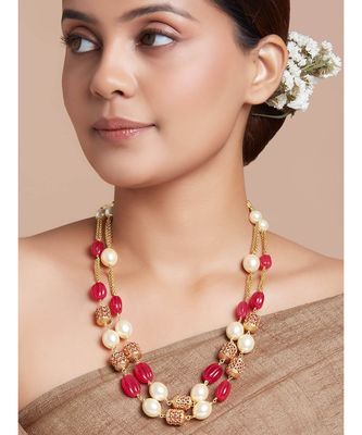 Antique Gold Beads And Red Onyx Tumbles 