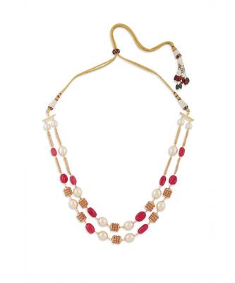 Antique Gold Beads And Red Onyx Tumbles Necklace 3