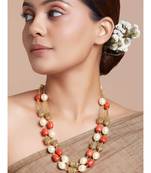 Gold And Coral Tumble Necklace
