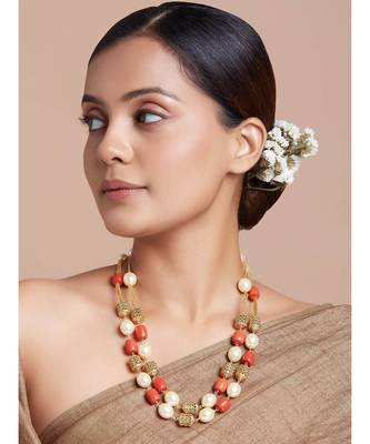 Gold And Coral Tumble Necklace 2