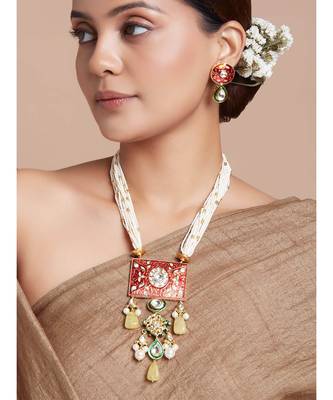 Red Meenakari Necklace Set 1