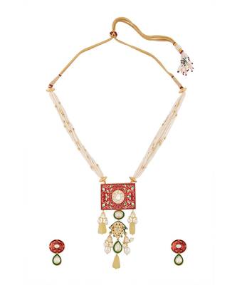 Red Meenakari Necklace Set 3